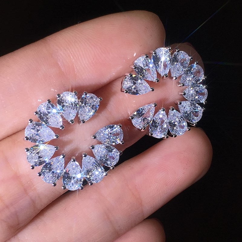 Scentorya Silver Plated Studded With Zirconia Diamond Earrings