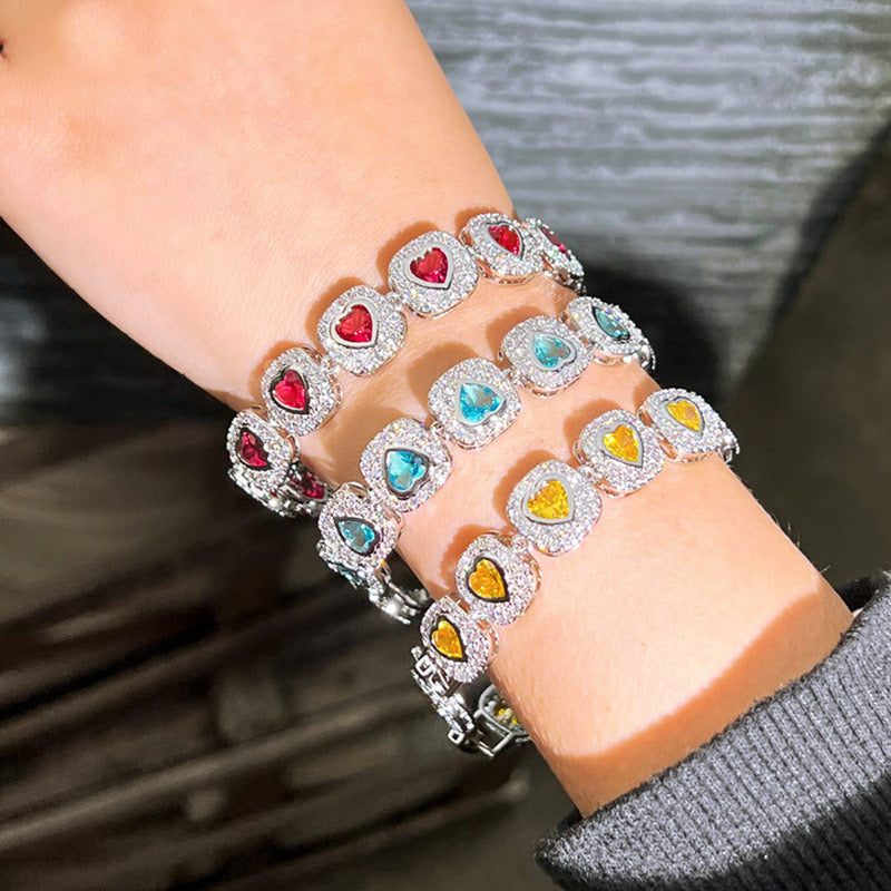 Scentorya  Silver Plated Studded With Zirconia Dimond With Colour Stone Bracelate