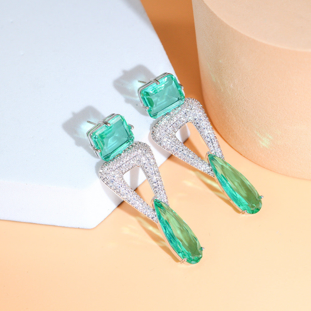 Scentorya Silver Plated Studded With Zirconia Diamond With Multi Stone Earrings