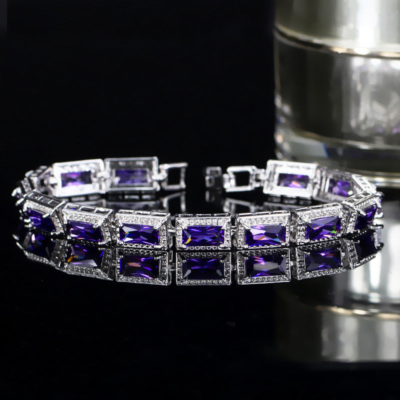 Scentorya Silver Plated Studded With Zirconia Diamond With Multi Stone Bracelate