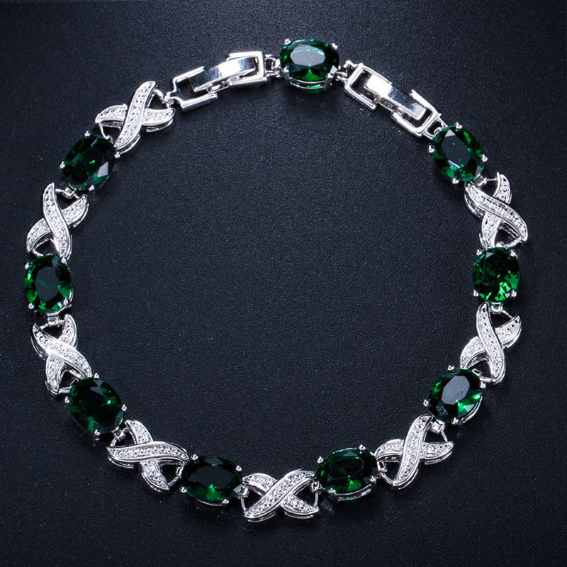 Scentorya Sliver Plated Studded With Zirconia Diamond With Multi Stone Bracelate