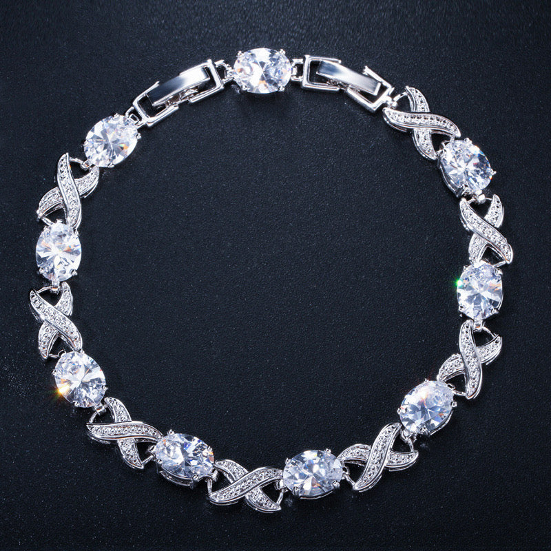 Scentorya Sliver Plated Studded With Zirconia Diamond With Multi Stone Bracelate