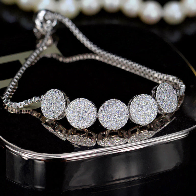 Scentorya Silver Plated Studded With Zirconia Diamond With Multi Stone Bracelate