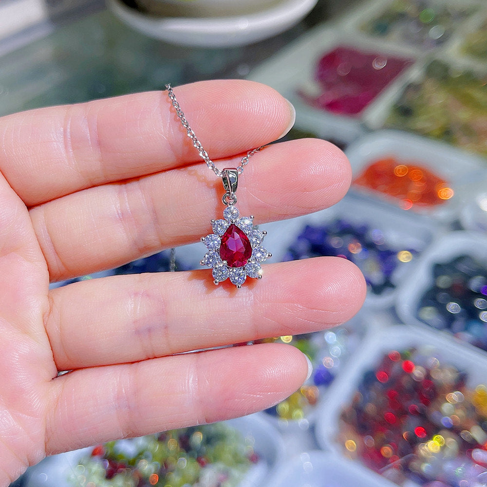 Scentorya Silver Plated Studded With Cubic Zirconia Diamond Color Stone Chain Pendant