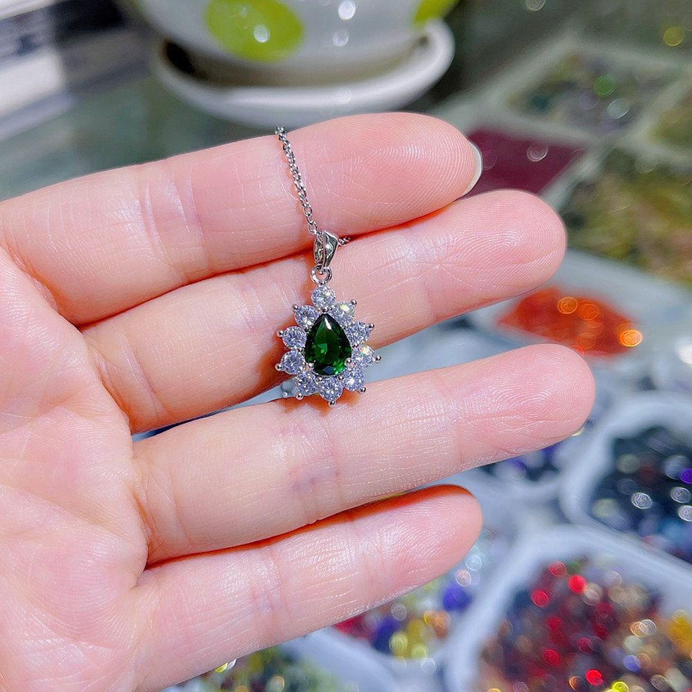 Scentorya Silver Plated Studded With Cubic Zirconia Diamond Color Stone Chain Pendant