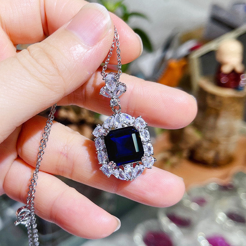 Scentorya Silver Plated Studded With Cubic Zirconia Diamond With Color Stones Chain Pendant
