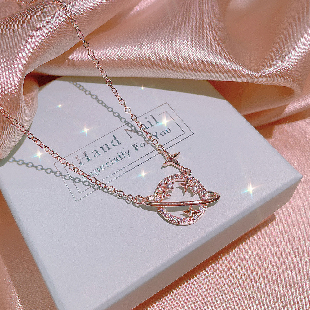 Scentorya Rose Plated Studded With Cubic Zirconia Diamond Chain Pendant