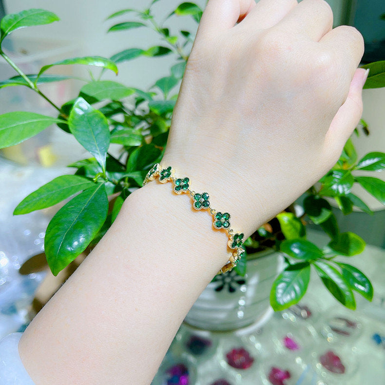 Scentorya Silver Plated Studded With Zirconia Diamond With Multi Stone Bracelet