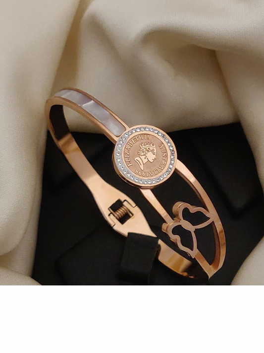 Scentorya Rose Gold Plated Studded With Zircoina Diamond With Rose Gold Bracelate
