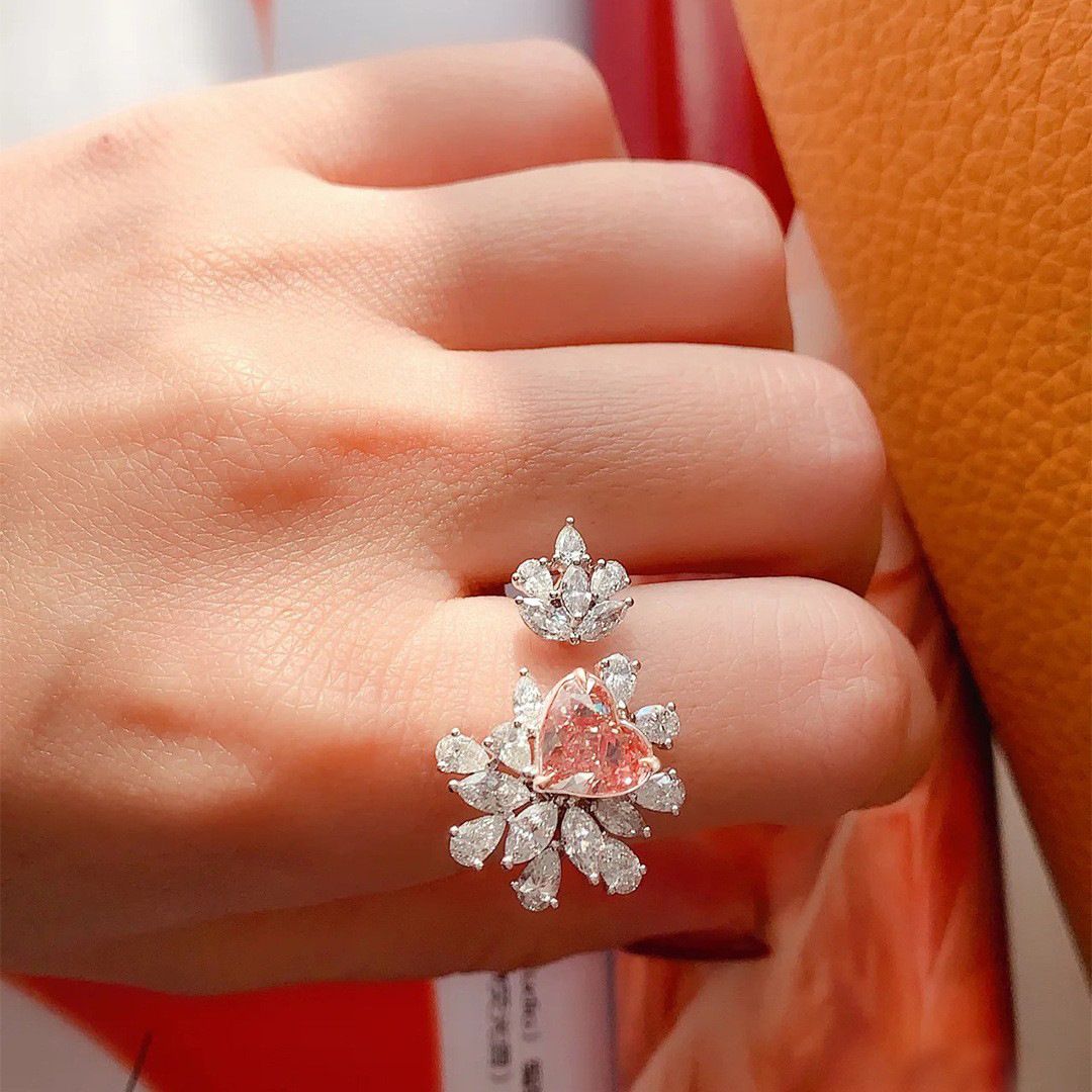 Scentorya silver plated studded with zirconia diamond in rosaline stone color ring