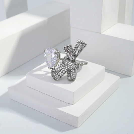 Scentorya Silver plated studded with cubic  zirconia diamond Silver Ring