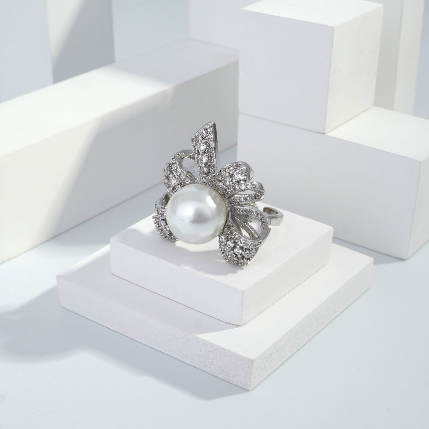 Scentorya Silver plated studded with cubic  zirconia diamond Silver Ring