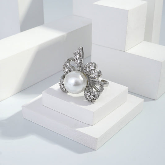Scentorya Silver plated studded with cubic  zirconia diamond Silver Ring
