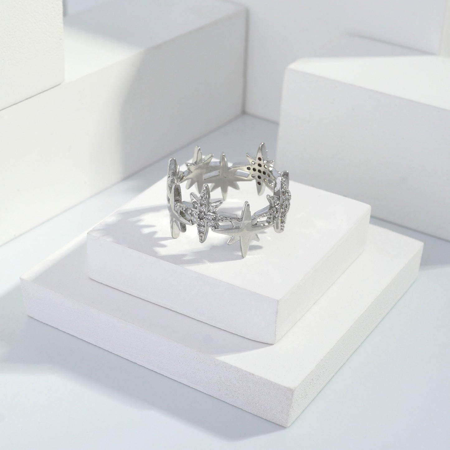 Scentorya Silver plated studded with cubic  zirconia diamond Silver Ring