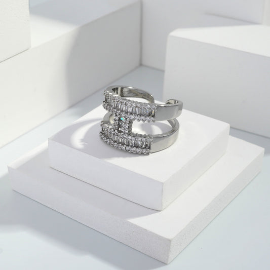 Scentorya Silver plated studded with cubic  zirconia diamond Silver Ring