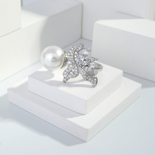 Scentorya Silver plated studded with cubic  zirconia diamond Silver Ring