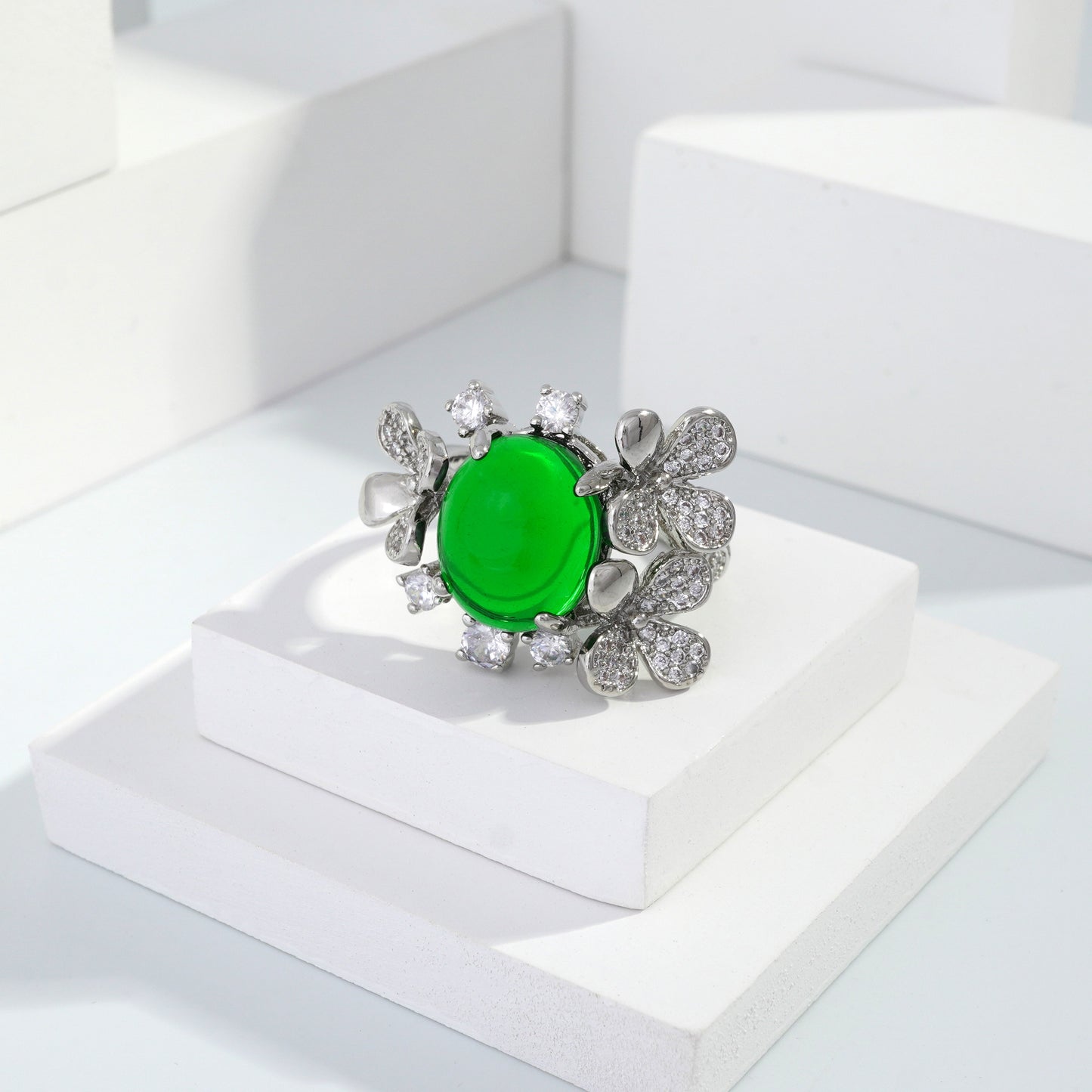 Scentorya Silver plated studded with cubic  zirconia diamond Silver Ring