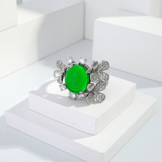 Scentorya Silver plated studded with cubic  zirconia diamond Silver Ring