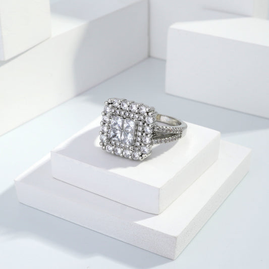 Scentorya Silver plated studded with cubic  zirconia diamond Silver Ring