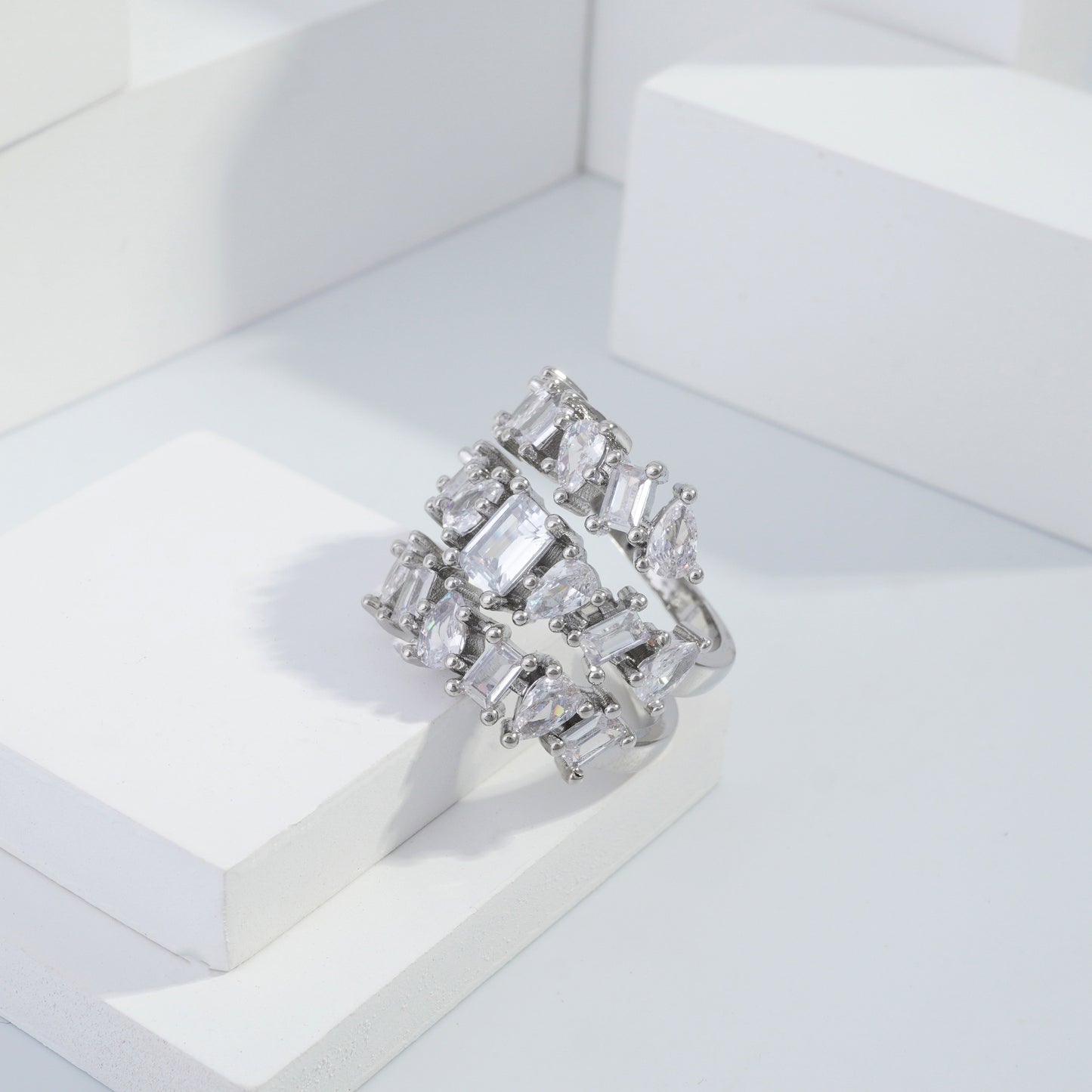 Scentorya Silver plated studded with cubic  zirconia diamond Silver Ring