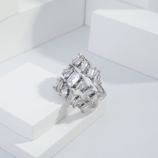 Scentorya Silver plated studded with cubic  zirconia diamond Silver Ring