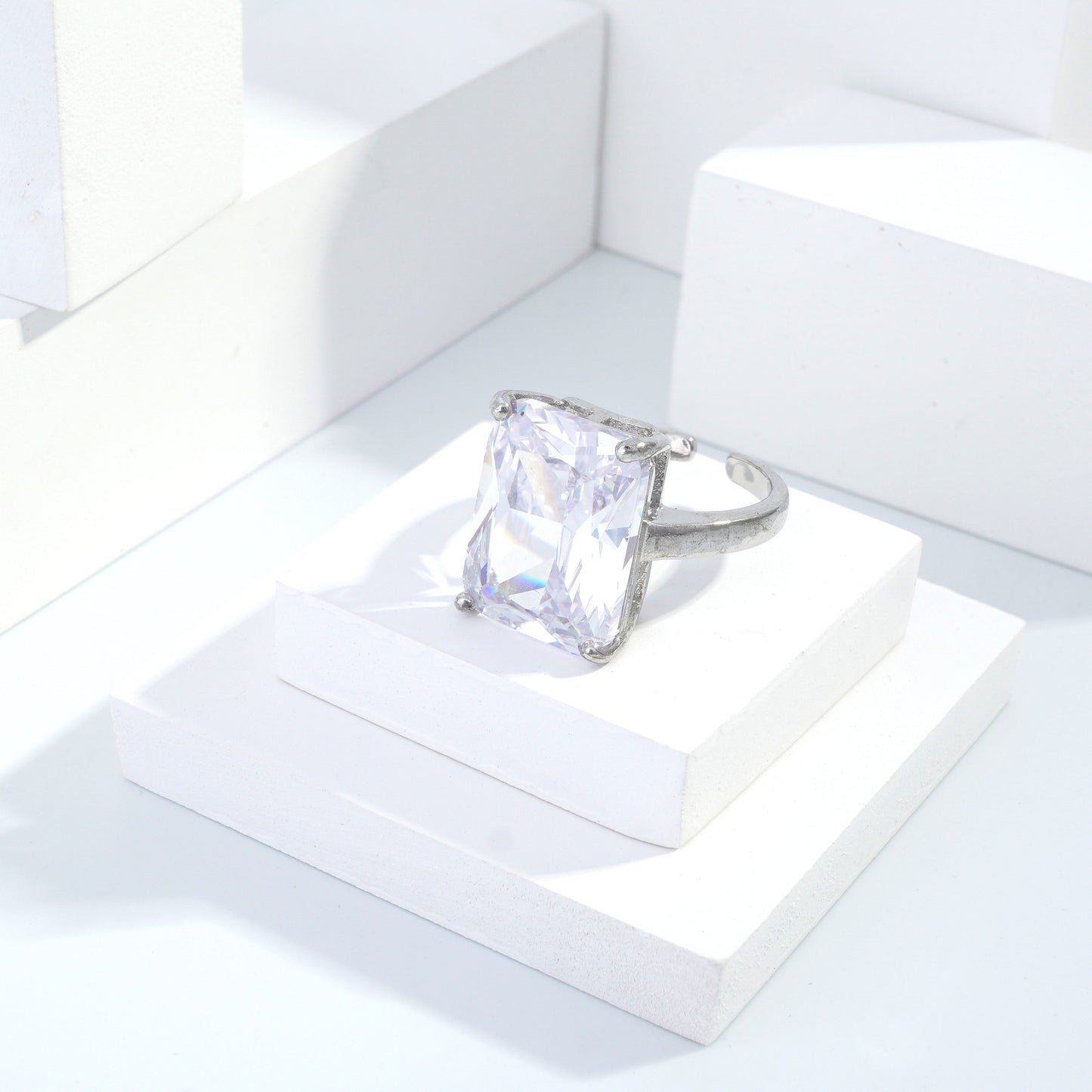 Scentorya Silver plated studded with cubic  zirconia diamond Silver Ring