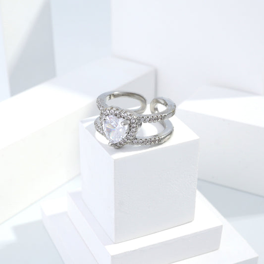 Scentorya Silver plated studded with cubic  zirconia diamond Silver Ring