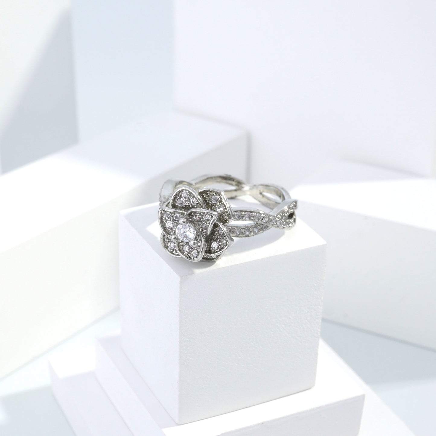 Scentorya Silver plated studded with cubic  zirconia diamond Silver Ring