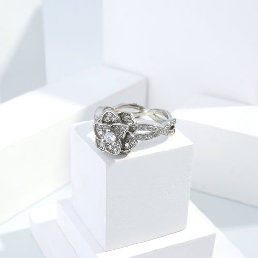 Scentorya Silver plated studded with cubic  zirconia diamond Silver Ring