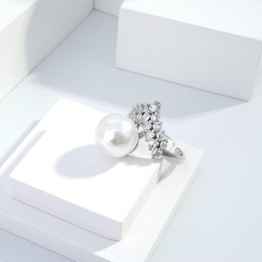 Scentorya Silver plated studded with cubic  zirconia diamond Silver Ring