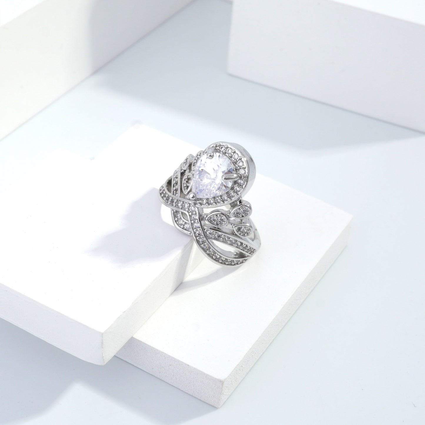 Scentorya Silver plated studded with cubic  zirconia diamond Silver Ring