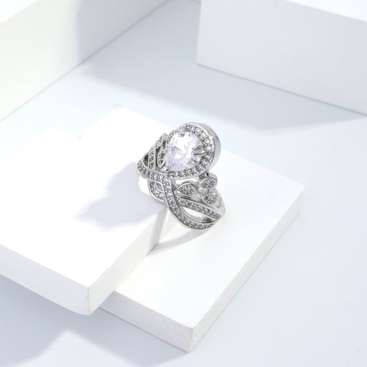 Scentorya Silver plated studded with cubic  zirconia diamond Silver Ring
