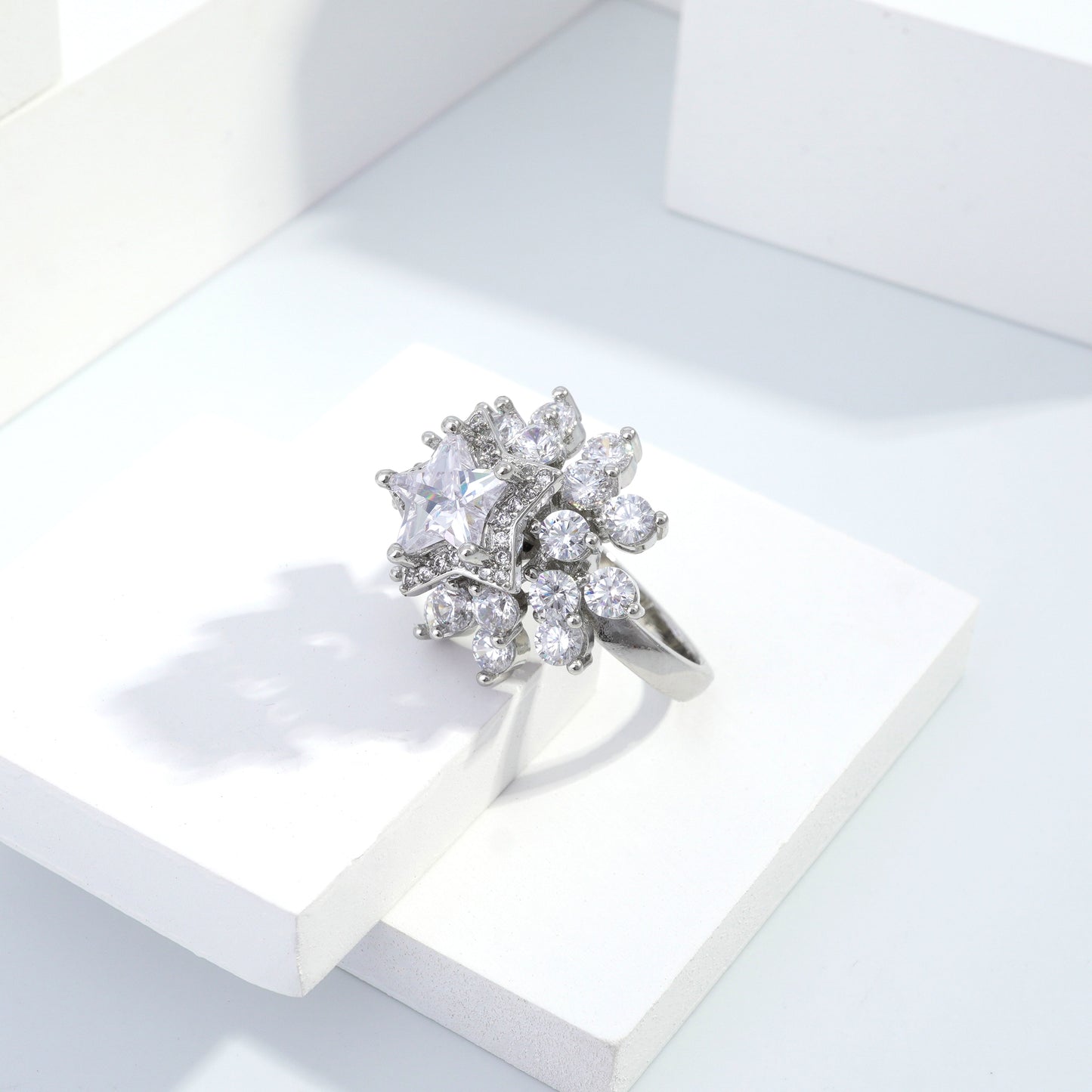 Scentorya Silver plated studded with cubic  zirconia diamond Silver Ring
