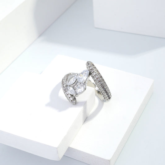 Scentorya Silver plated studded with cubic  zirconia diamond Silver Ring
