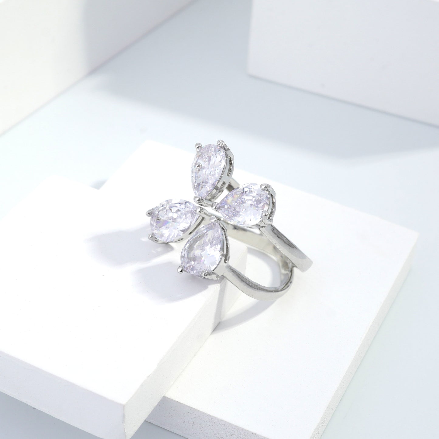 Scentorya Silver plated studded with cubic  zirconia diamond Silver Ring