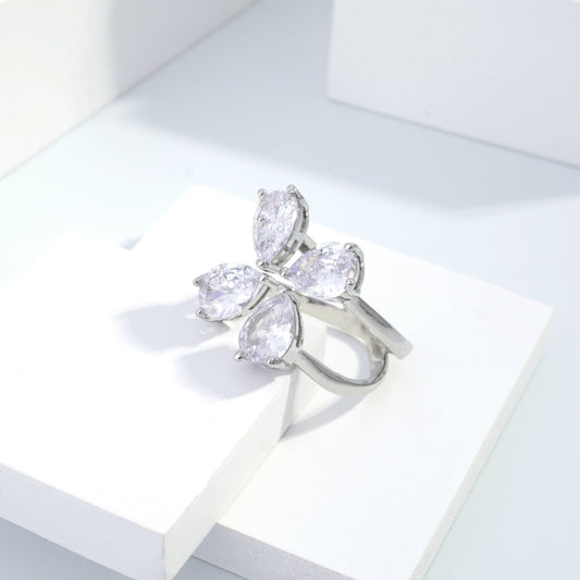 Scentorya Silver plated studded with cubic  zirconia diamond Silver Ring