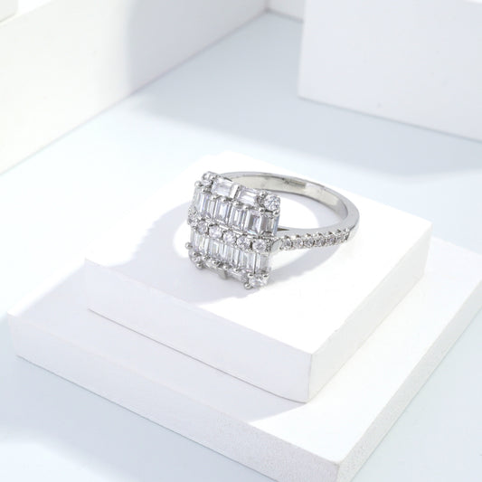 Scentorya Silver plated studded with cubic  zirconia diamond Silver Ring