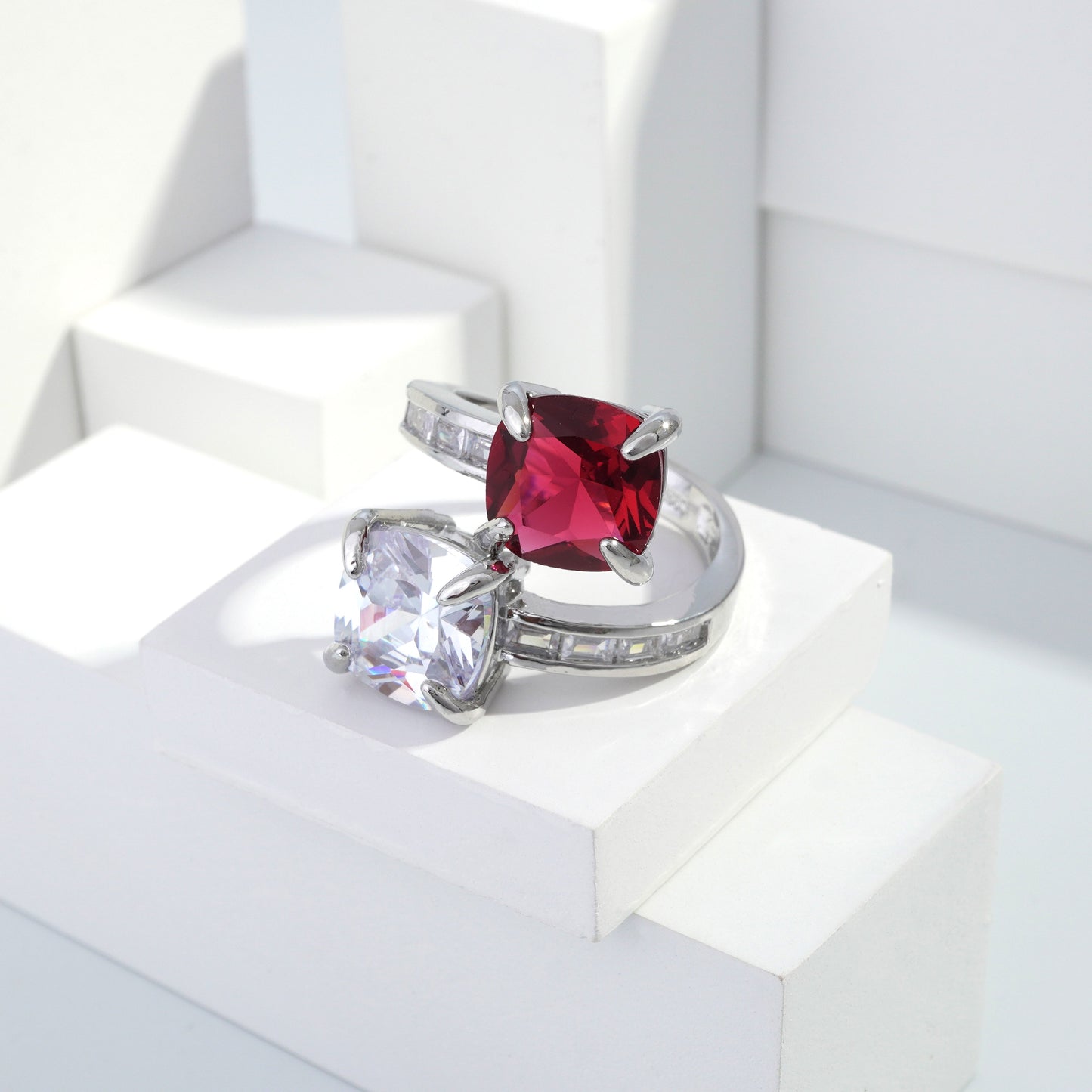 Scentorya Silver plated studded with cubic  zirconia diamond Silver Ring