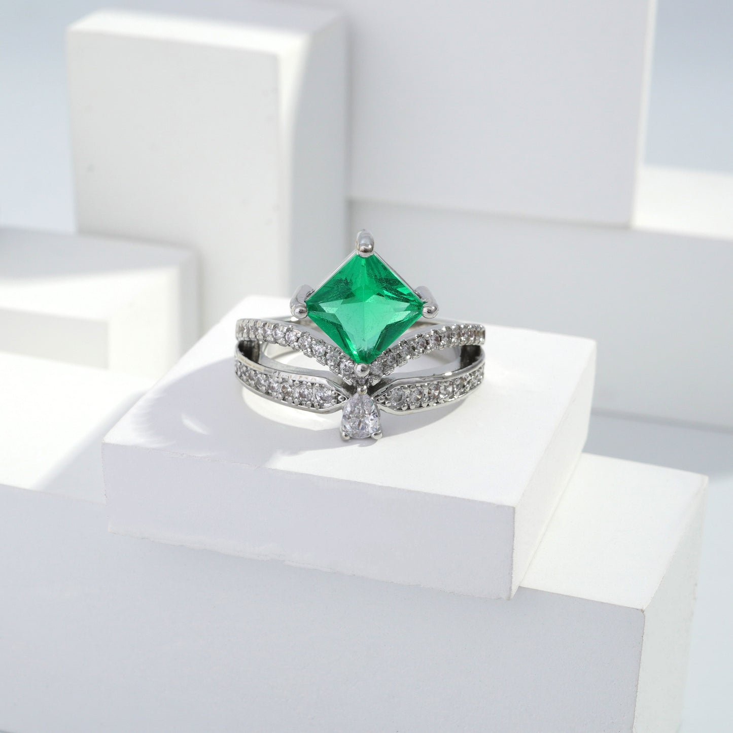 Scentorya Silver plated studded with cubic  zirconia diamond Silver Ring