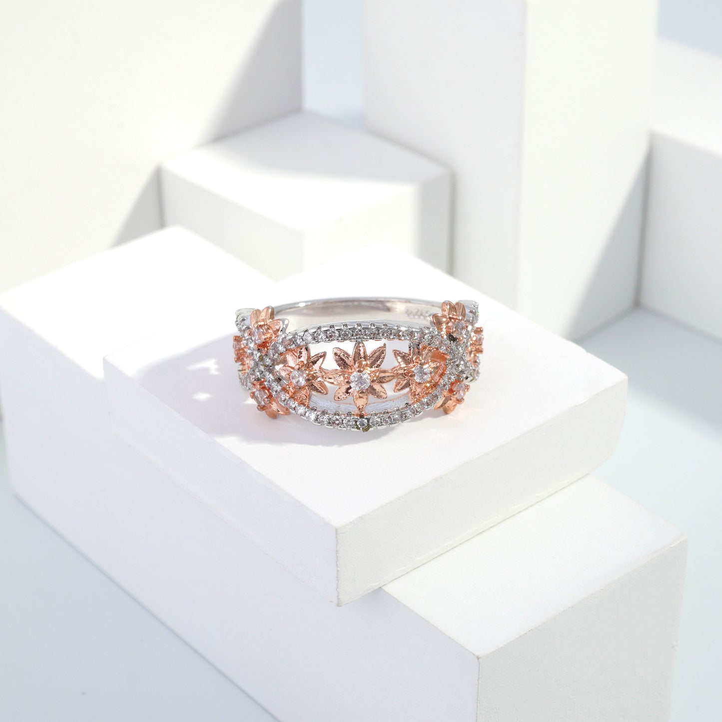 Scentorya Silver plated studded with cubic  zirconia diamond Silver Ring