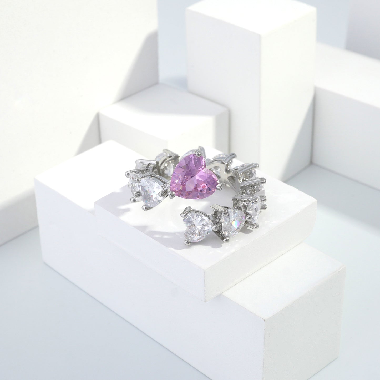 Scentorya Silver plated studded with cubic  zirconia diamond Silver Ring