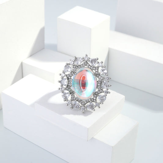 Scentorya Silver plated studded with cubic  zirconia diamond Silver Ring