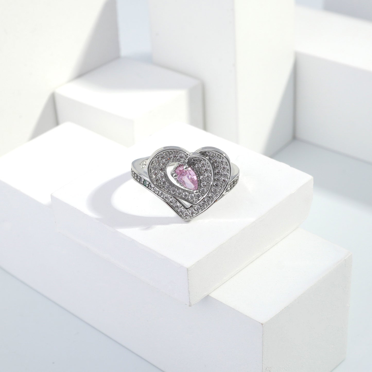 Scentorya Silver plated studded with cubic  zirconia diamond Silver Ring