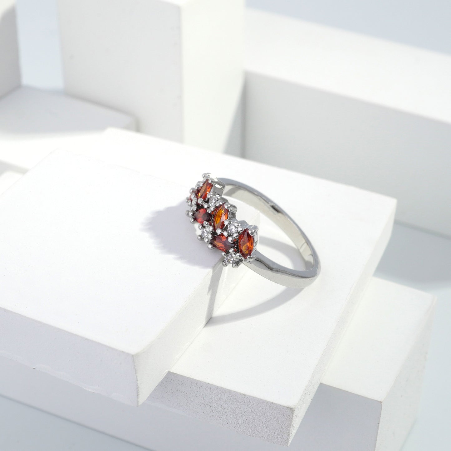 Scentorya Silver plated studded with cubic  zirconia diamond Silver Ring