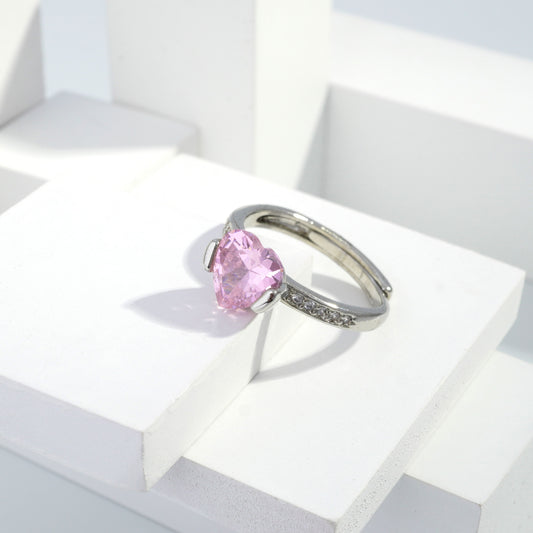Scentorya Silver plated studded with cubic  zirconia diamond Silver Ring
