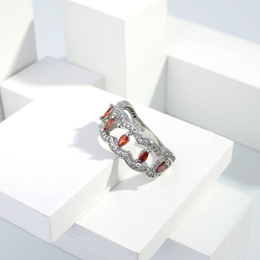 Scentorya Silver plated studded with cubic  zirconia diamond Silver Ring