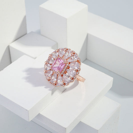 Scentorya Rose Gold plated studded with cubic  zirconia diamond Ring
