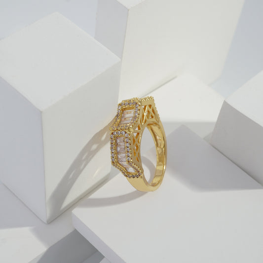 Scentorya Gold plated studded with cubic  zirconia diamond Gold Ring