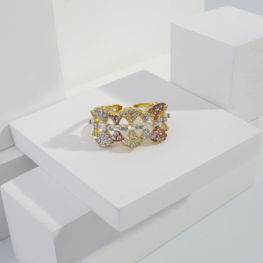 Scentorya Gold plated studded with cubic  zirconia diamond Gold Ring