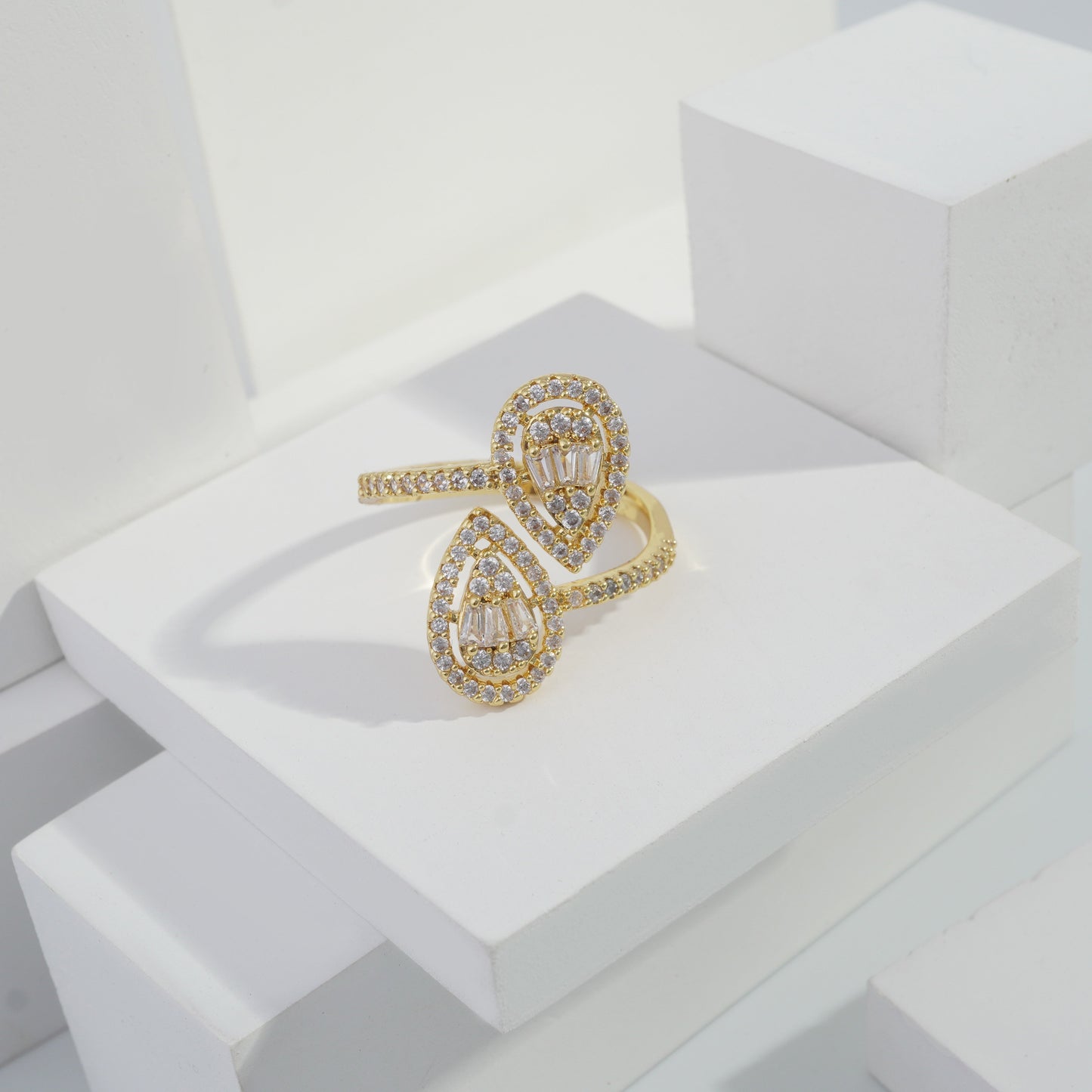 Scentorya Gold plated studded with cubic  zirconia diamond Gold Ring